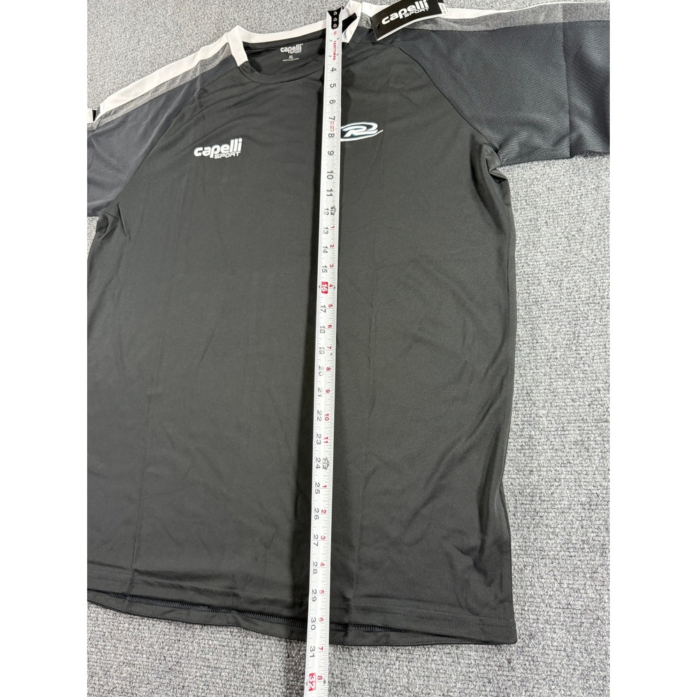 Capelli Sport Mens XL CS-COOL Soccer Training Jersey Black Grey White Stripe NWT - Picture 6 of 7